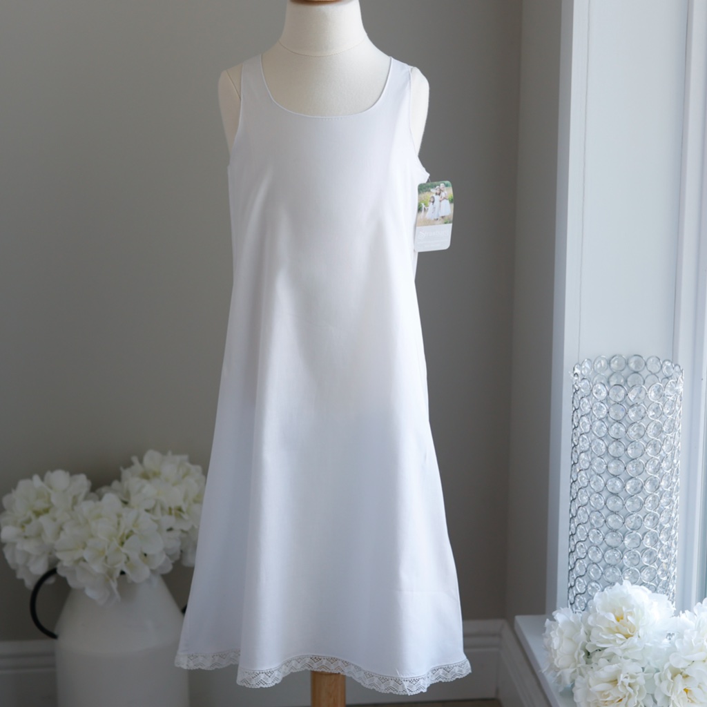 Strasburg Girls White Cotton Slip Size 7 With Lace Trim Nwot